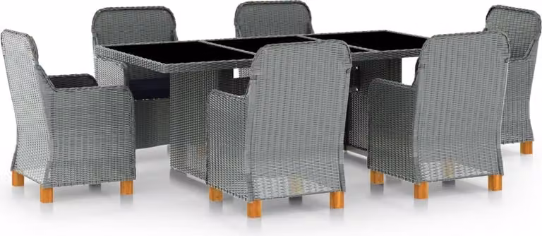 Maison Exclusive - Set da pranzo da giardino da 7 pezzi con cuscini in rattan sintetico grigio chiaro