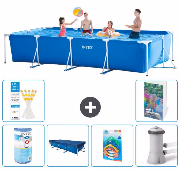 Piscina fuori terra rettangolare - 450x220x84 cm - composta da 5 elementi - modello S19