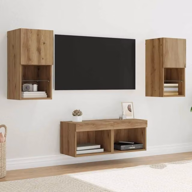 Mobiletti TV da Parete 4 pz-Set di 4 Credenza per TV sospesa Rovere artigianale