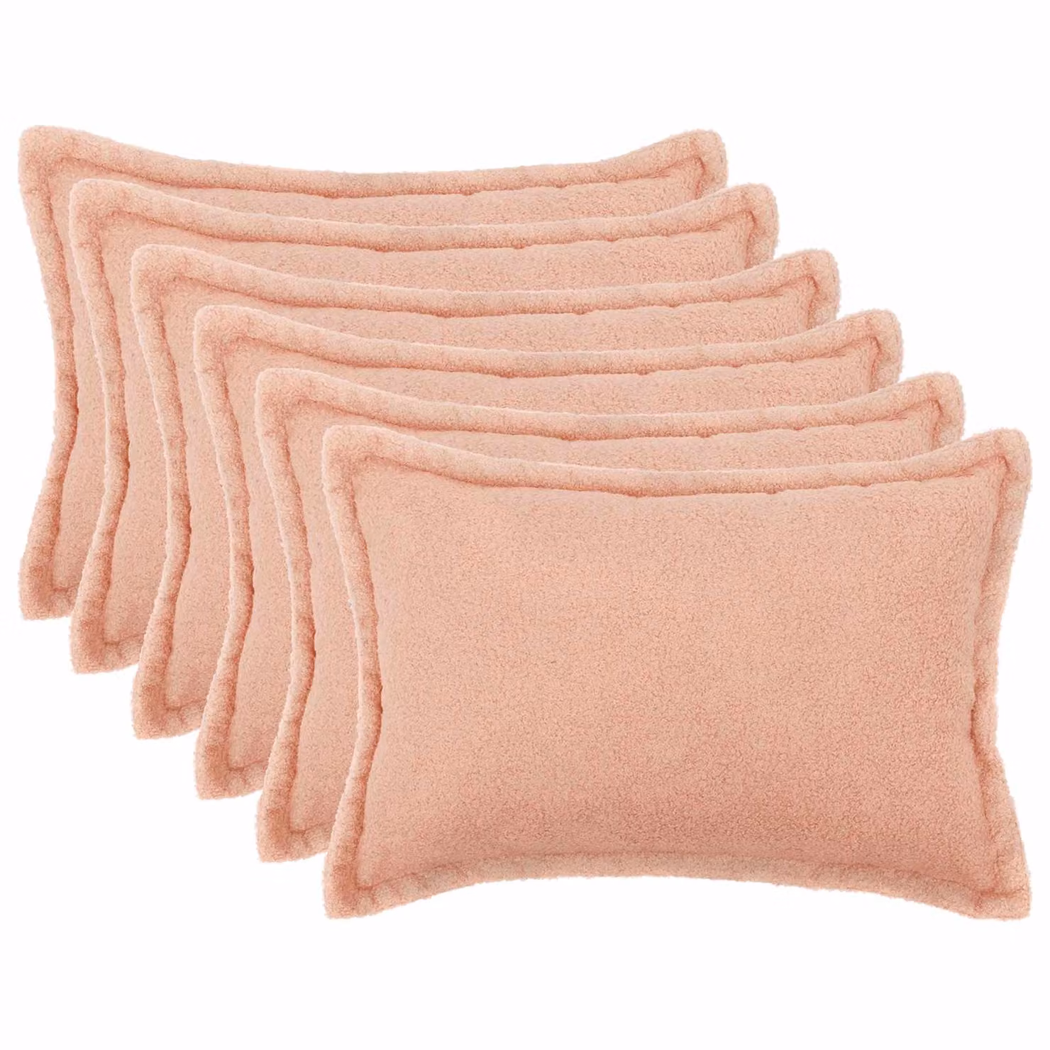 Set di 6 federe vidaXL HOUTEN rosa in tessuto bouclé, L 60 cm x P 40 cm