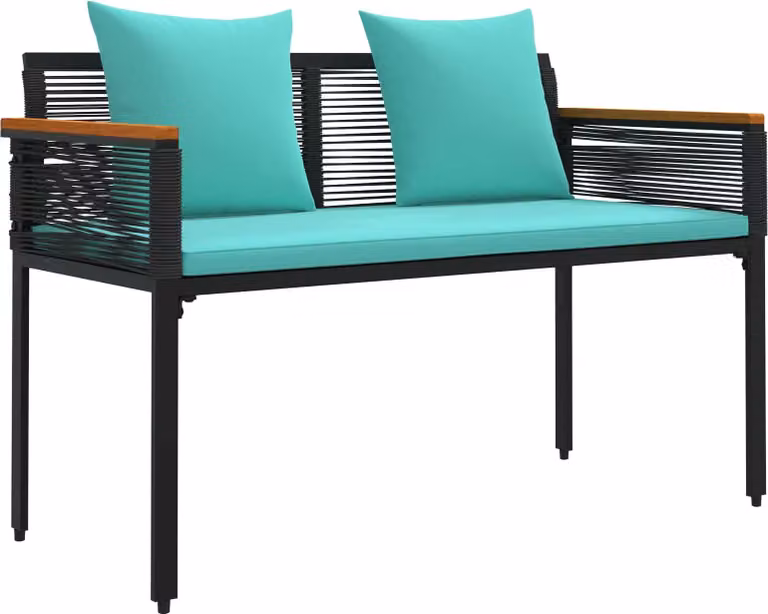 Panchina da esterno Nero e Turchese 117 x 54 x 74.5 cm