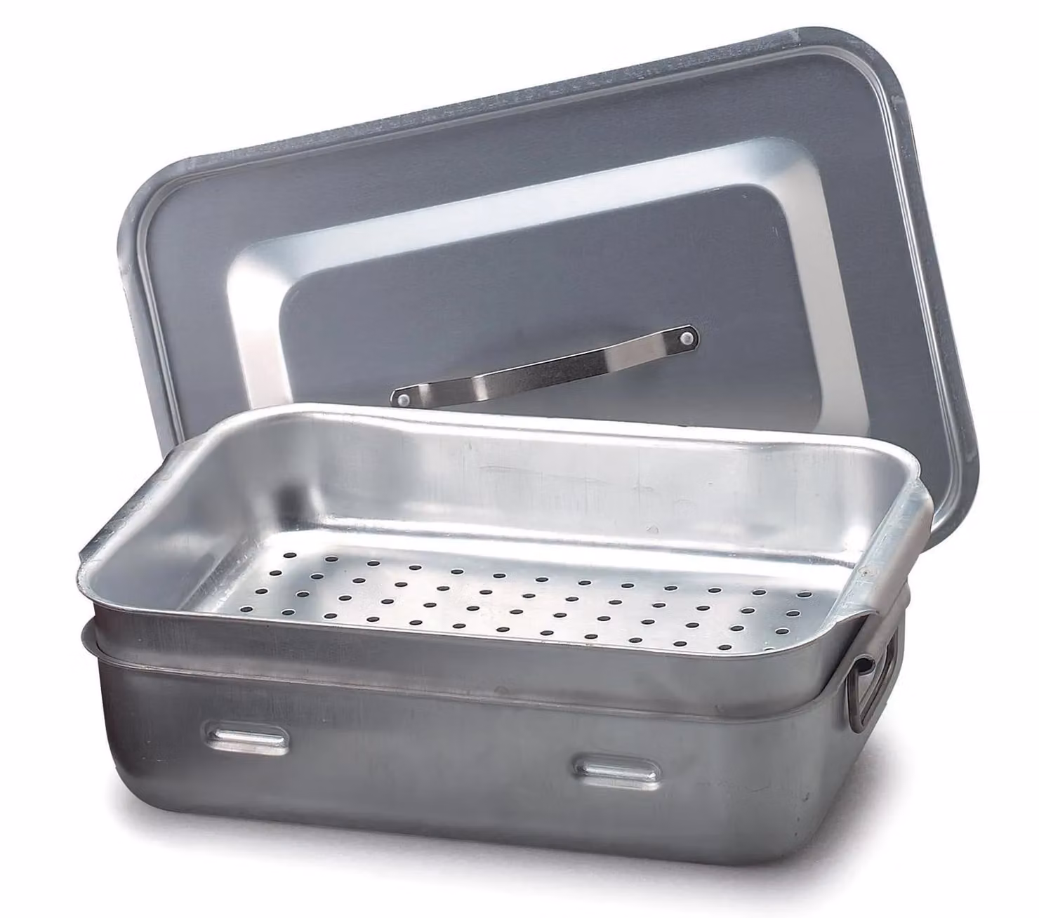 Vaporiera in alluminio rettangolare con coperchio, diam.50x33cm