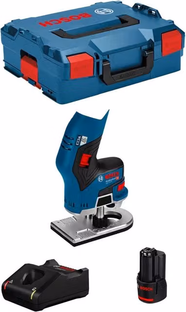 Rifilatore Bosch GKF 12V-8 con batteria da 3,0 Ah, caricabatterie GAL12V-40 e L-Boxx 136, colore blu – 1