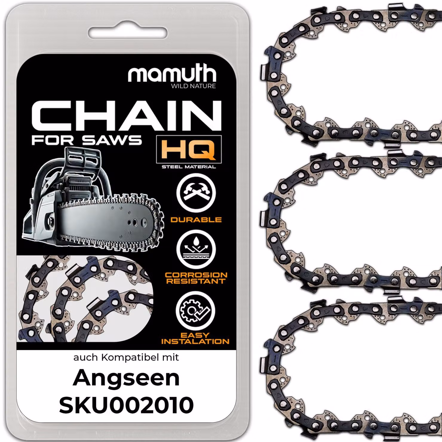 3 catene per motosega, lunghezza 15 cm, spessore 1,1 mm, passo 1/4", modello 37 TG, adatte per motoseghe. Codice prodotto: SKU002010