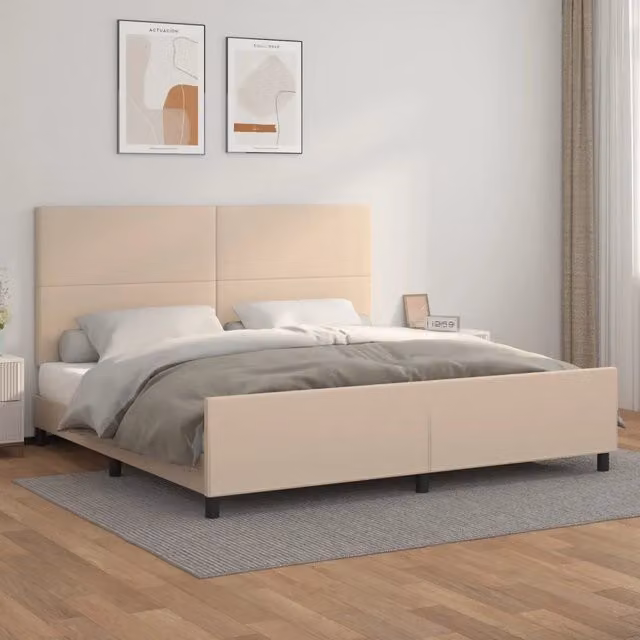 Letto con Testiera in Similpelle beige vidaXL L/P/H: 203 x 200 x 206 cm