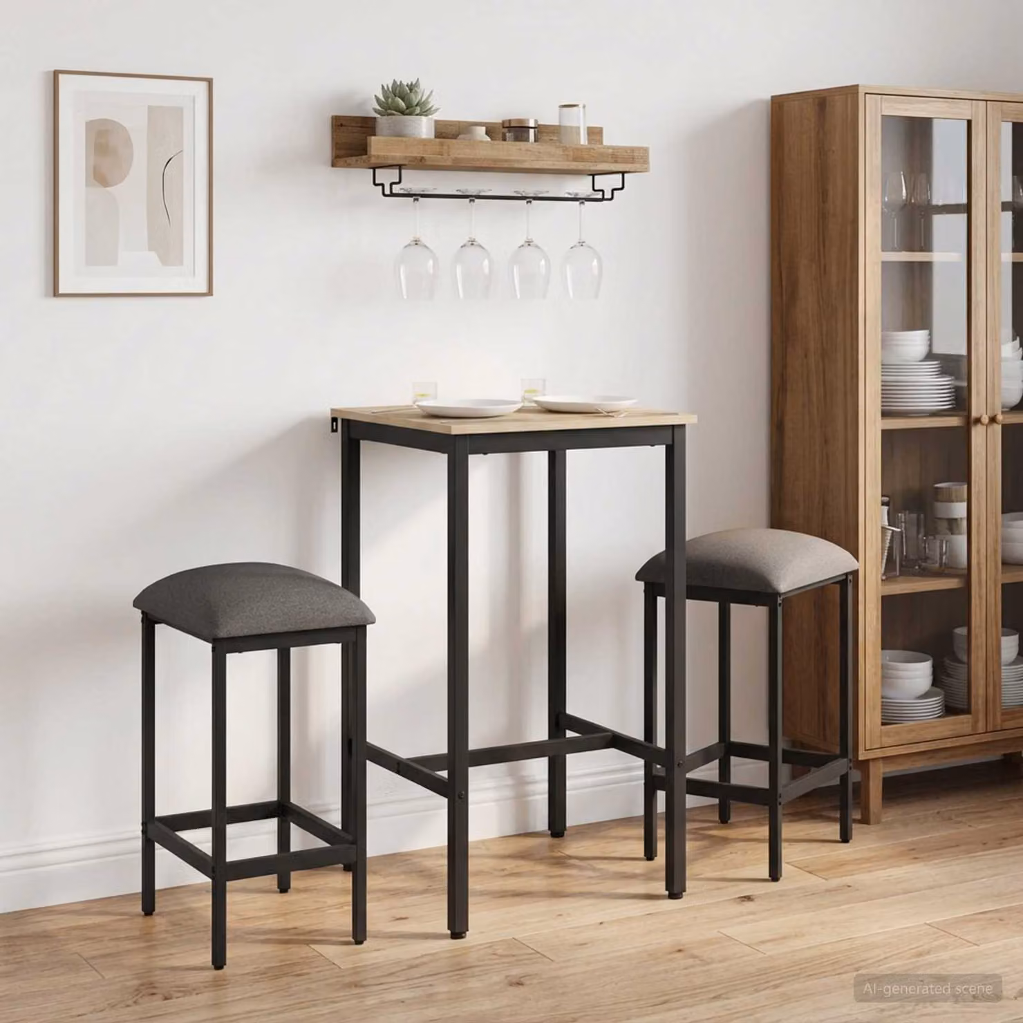 Set di 2 sgabelli da bar vidaXL in tessuto grigio con struttura in metallo L/P/H: 40 x 32 x 74 cm