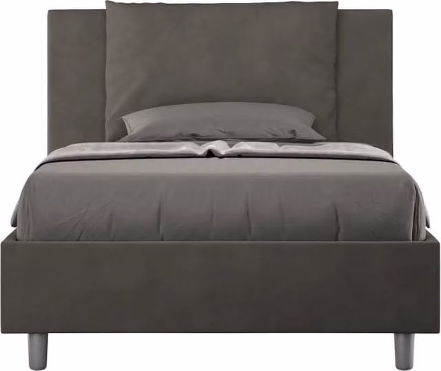 Letto matrimoniale moderno GIORDANOSHOP in tessuto grigio con struttura imbottita L 135 x P 202 x H 110 cm