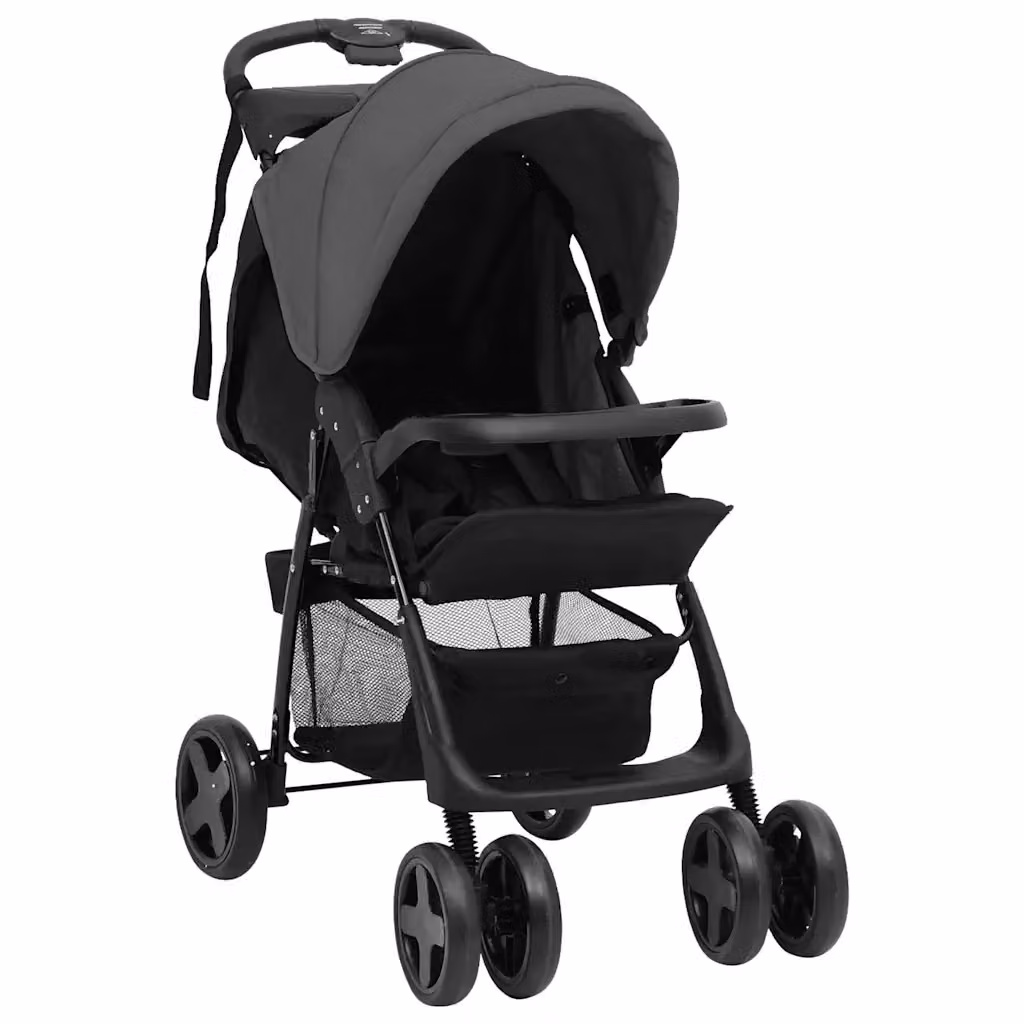 Passeggino 3 in 1 pieghevole con ovetto e seduta sportiva in acciaio e tessuto, Grigio scuro e Nero CFW5493955 – 2