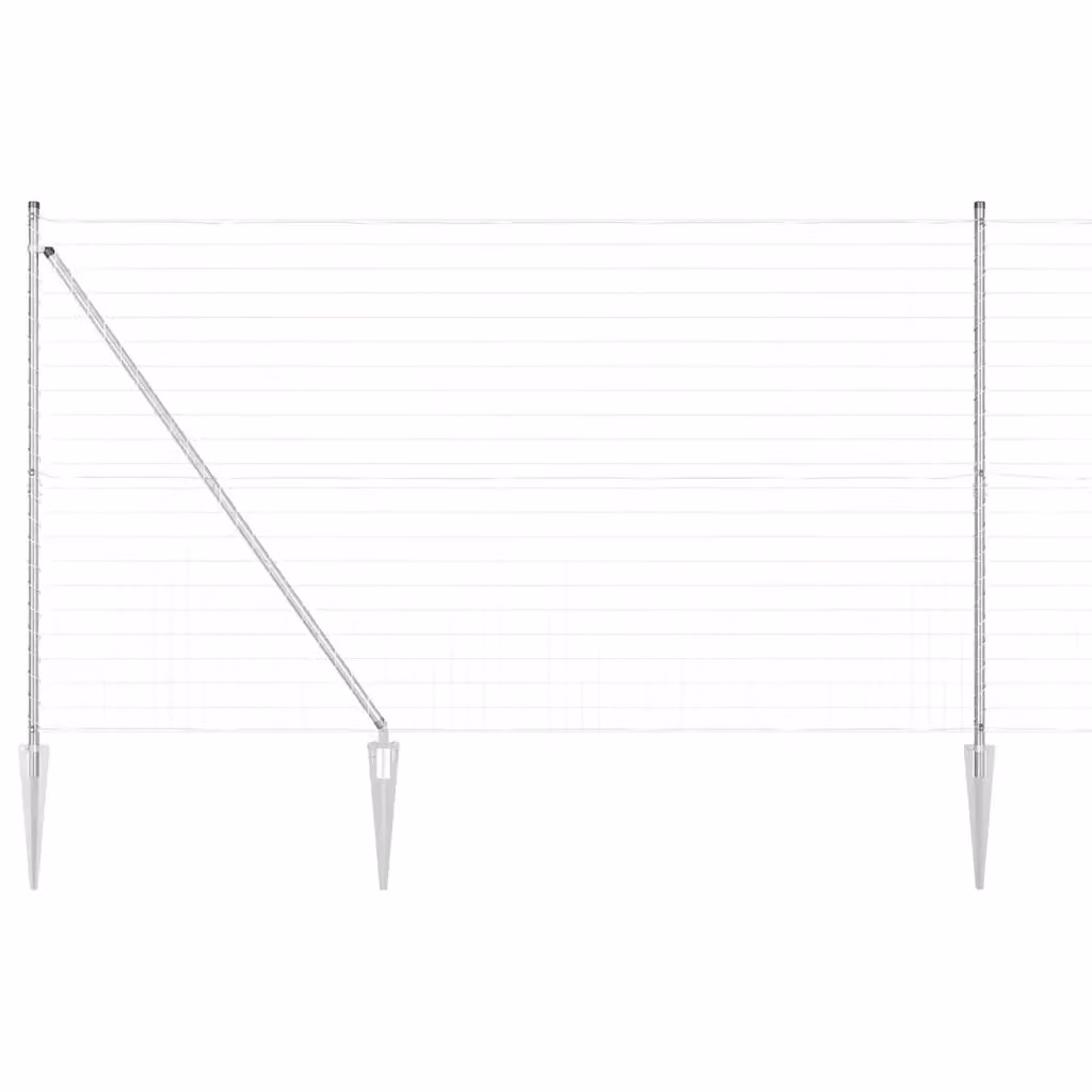 Recinzione da esterno vidaXL in acciaio zincato argento con punte, L: 10 m, H: 1,6 m – 2