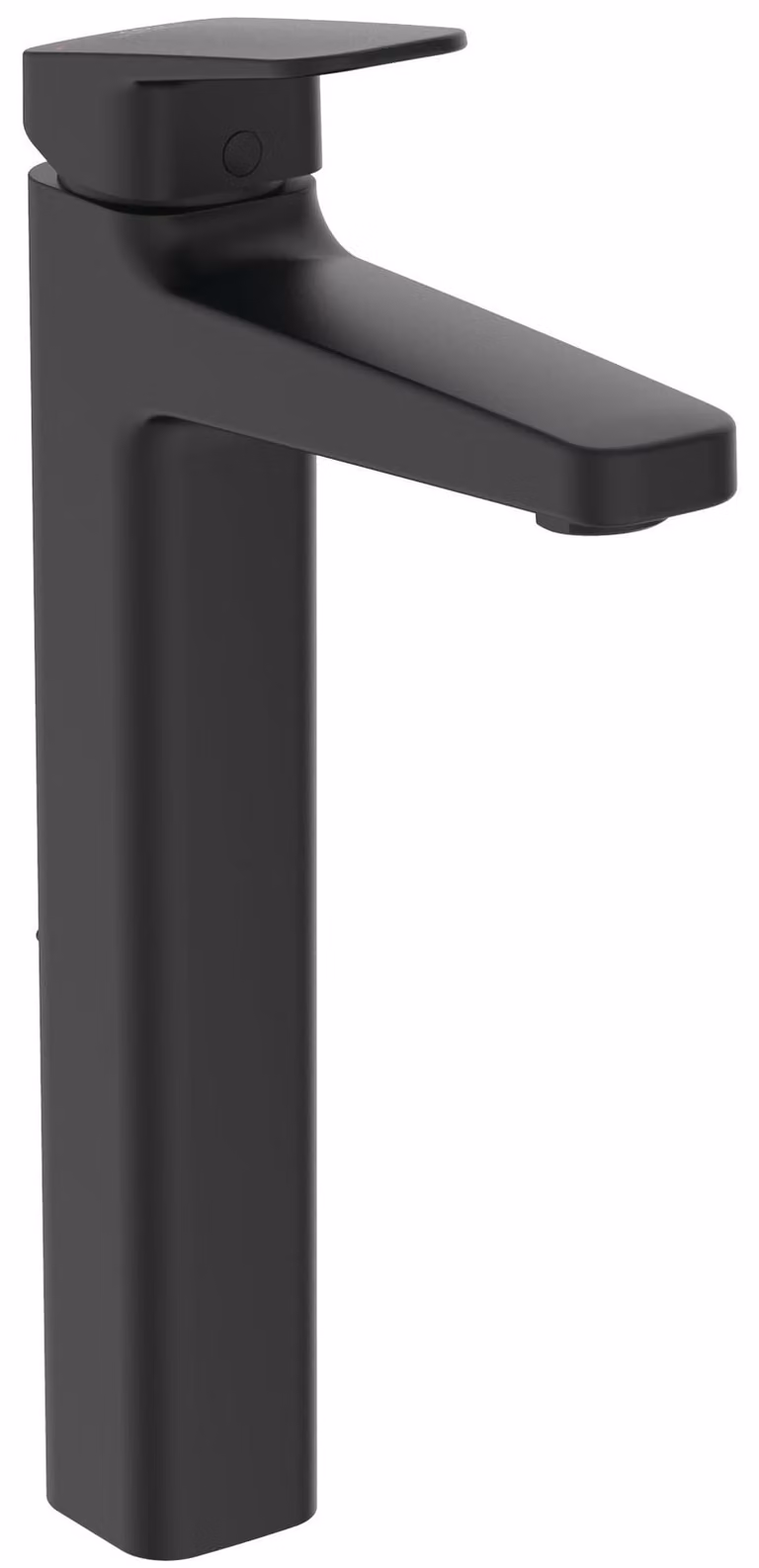 Miscelatore monocomando per lavabo, modello alto, finitura nera opaca, da installare