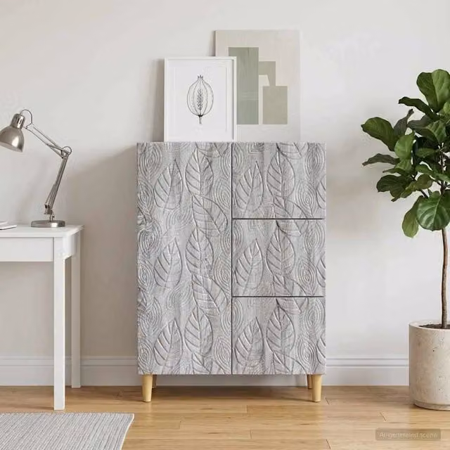 Credenza moderna vidaXL in legno e MDF grigio L: 66 cm, P: 34,5 cm, H: 90 cm