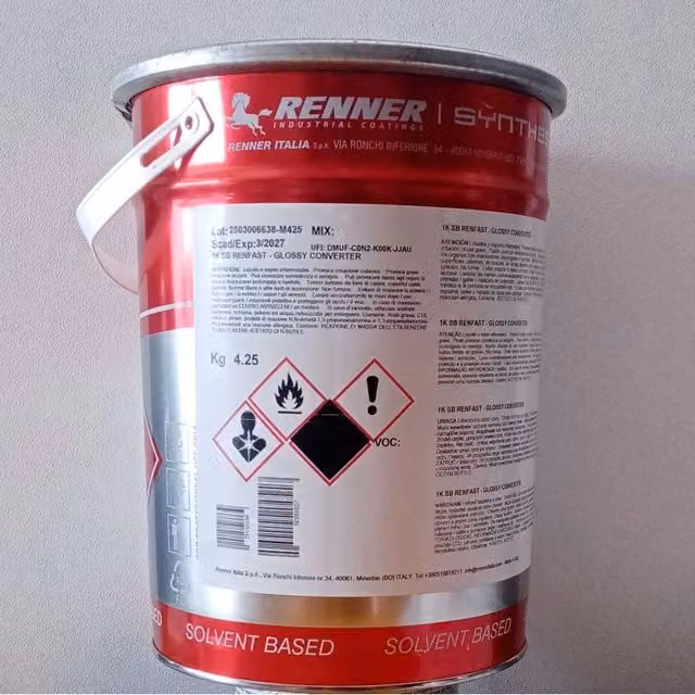 Smalto lucido Renner Renfast per metallo a base solvente, colore RAL 2003 Arancio, 5 kg