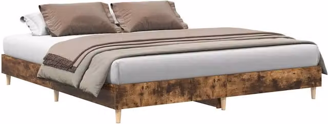 Letto matrimoniale | Letto per adulti | Giroletto senza Materasso Rovere Fumo 180x200 cm in Truciolato