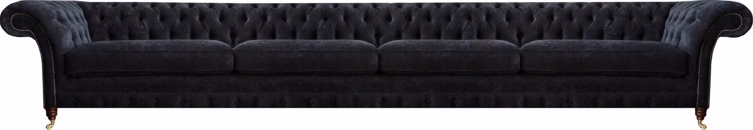 Schwarzer Chesterfield Polster Viersitzer Wohnzimmer Edle Textil Couch