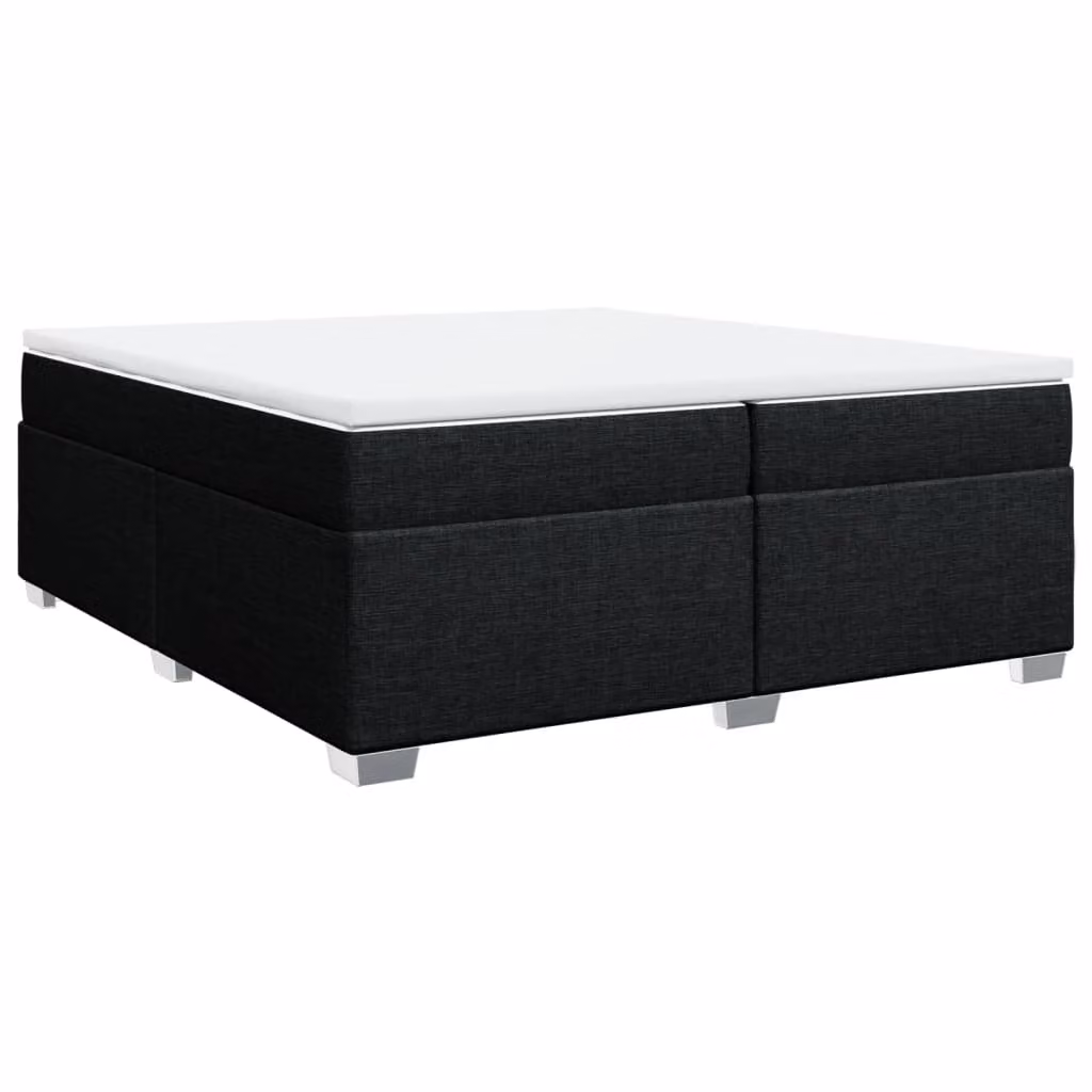 Giroletto a Molle con Materasso Nero 200x200 cm in Tessuto