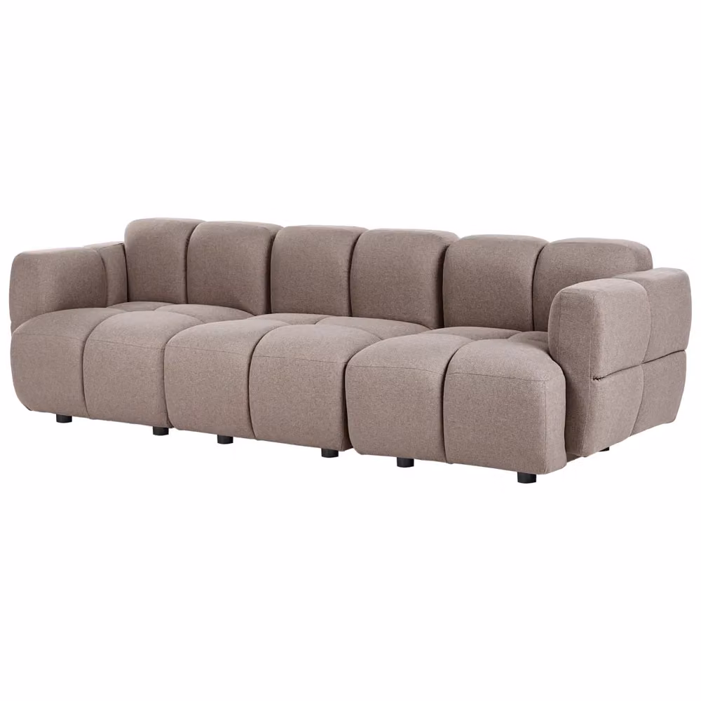 Divano modulare a 3 posti BELIANI in tessuto beige con struttura in legno massiccio stile moderno – 2