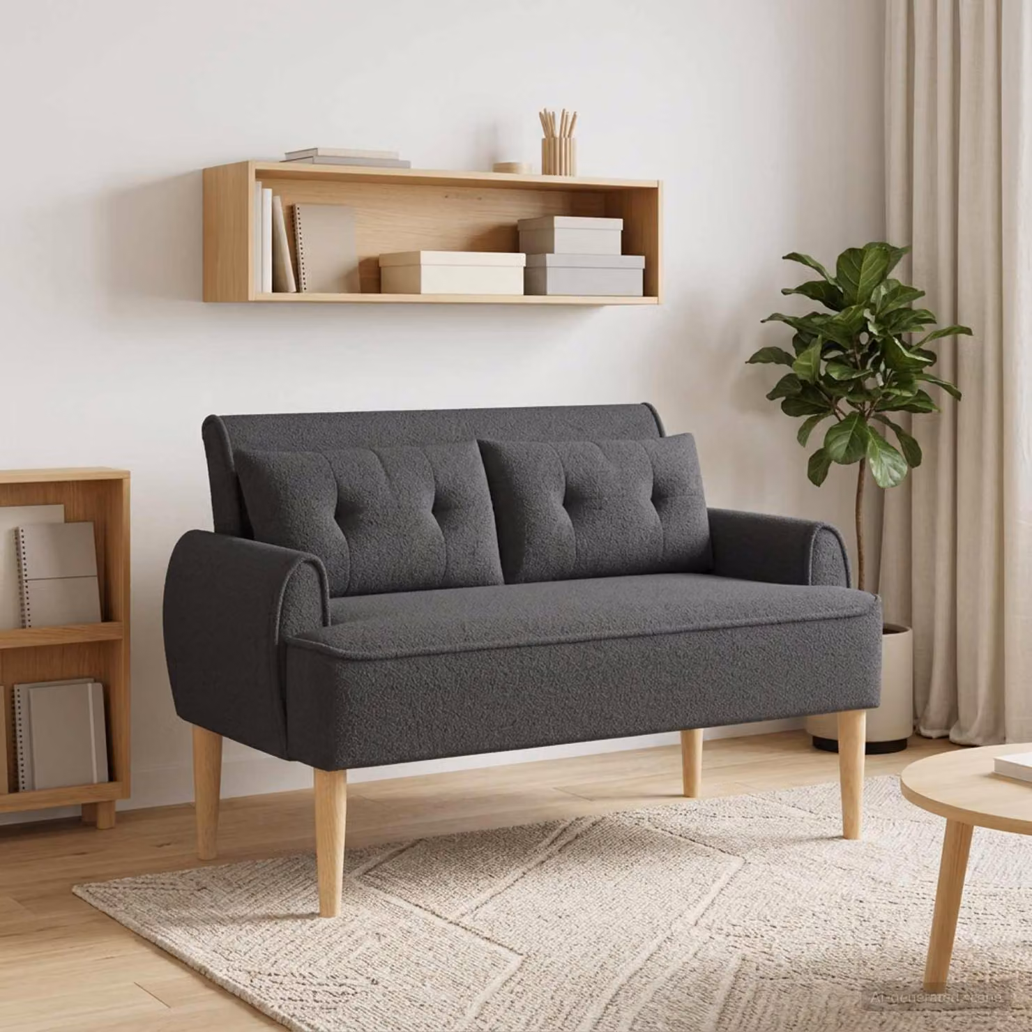 Loveseat vidaXL moderno in tessuto Grigio con cuscini inclusi L: 117 cm, P: 67 cm, H: 77 cm