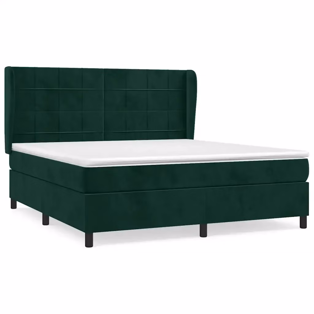 Letto Ibrido vidaXL con Giroletto a Molle e Materasso in Velluto Verde Scuro e Bianco L/P/H: 180 x 200 x 128 cm – 2