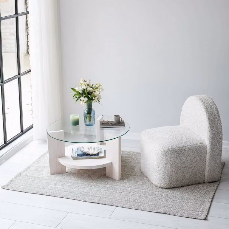 Felino - Tavolino da Salotto, 75x75x40h cm Bianco, Portariviste