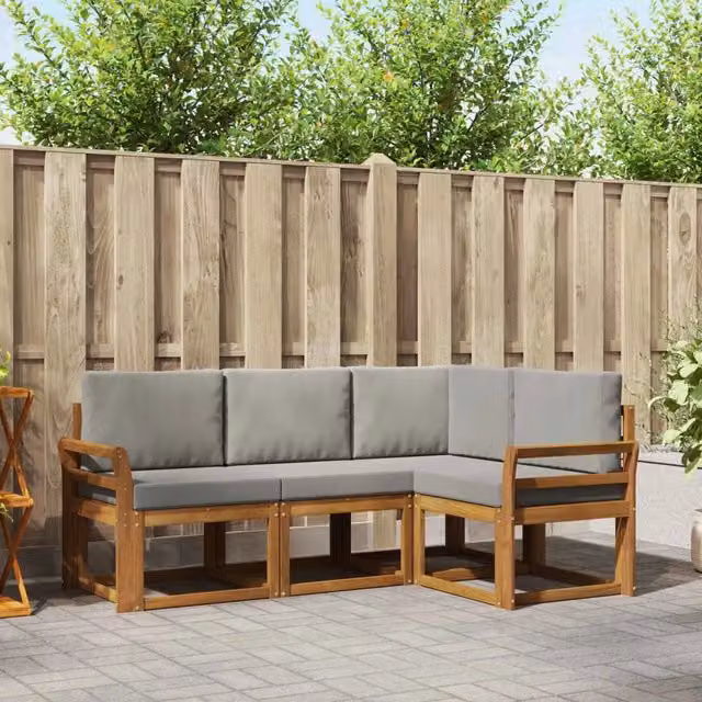 Set di divani da esterno 4 pz Grigio Naturale e Chiaro 3366324