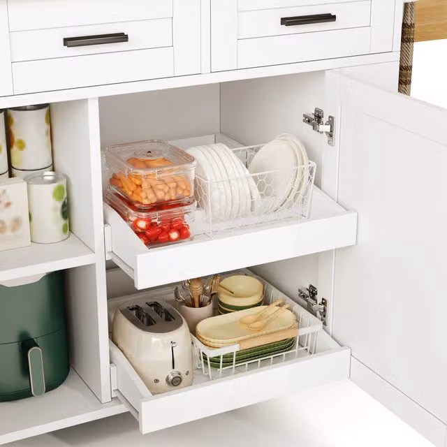 Mobile da cucina isola con cassetti ¨C Minimal ¨C 120x45x84 cm effetto legno multiuso con rotelle