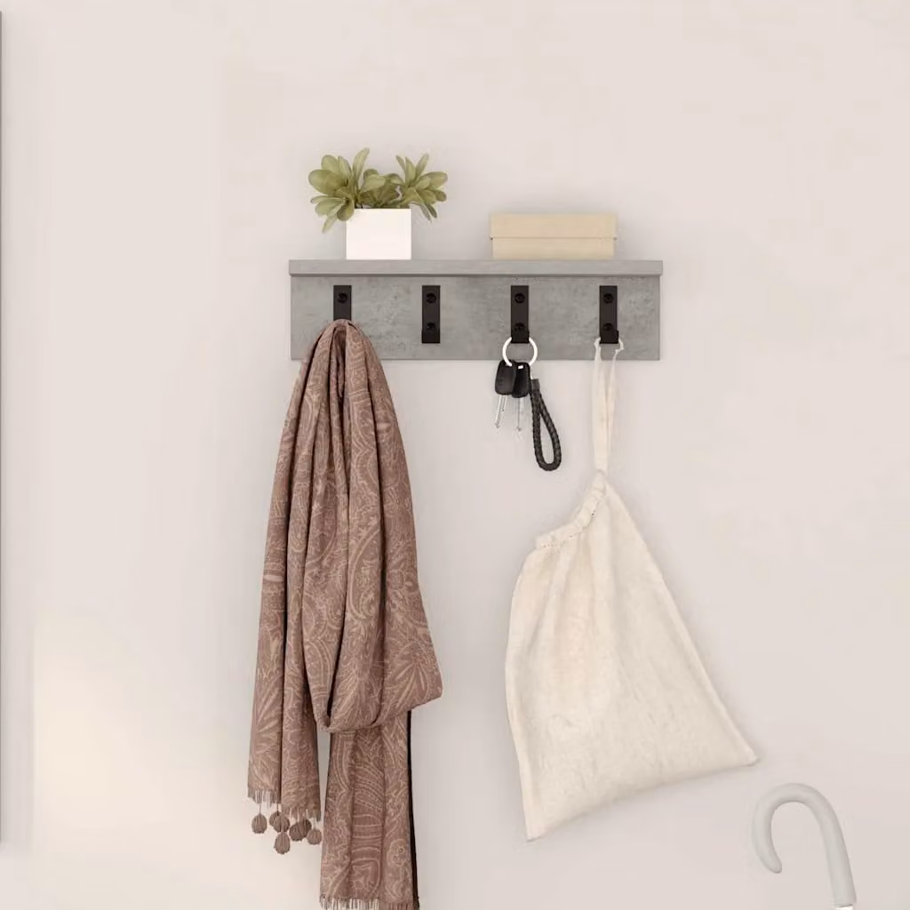 vidaXL Appendiabiti a muro moderno in MDF Grigio, L 40 x P 10,5 x H 10,5 cm