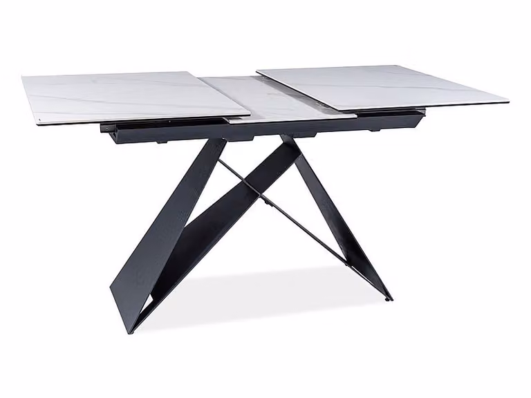 Tavolo da pranzo allungabile VIDOR 2 - 120x80, marmo bianco/nero