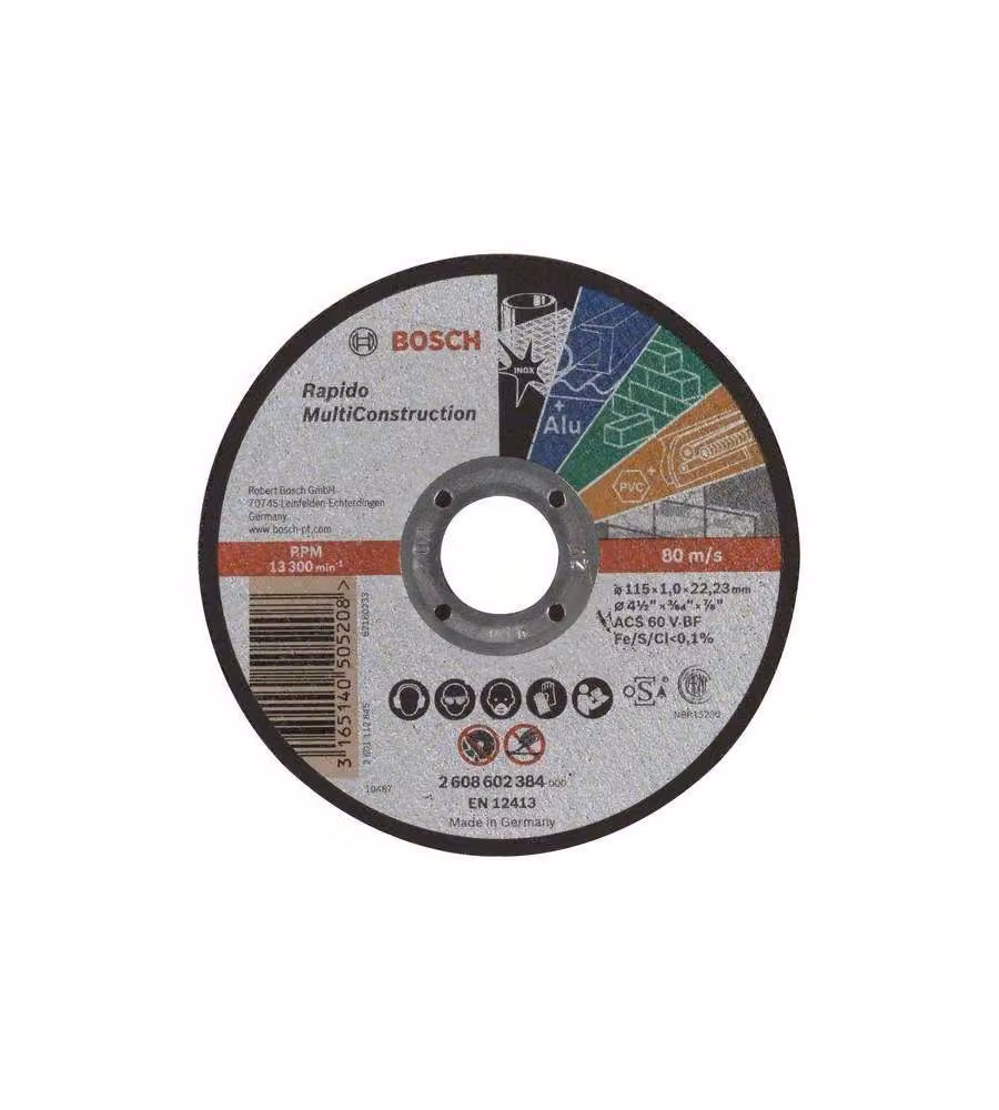 Bosch Mola da taglio dritta diam. 115 mm per metallo e pietra 1,0 mm
