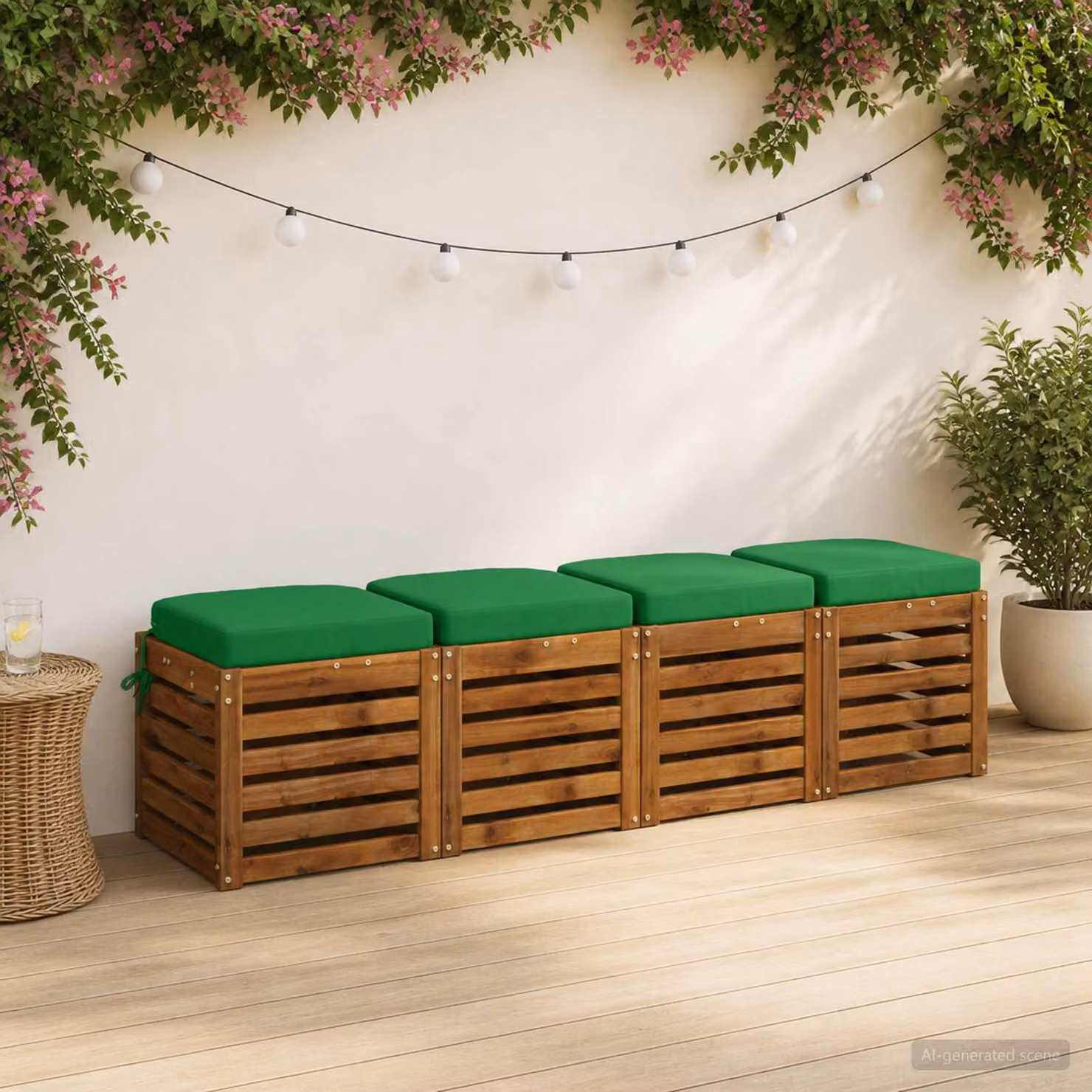 Set di 4 cuscini per sedile vidaXL SOEST in poliestere, colore verde