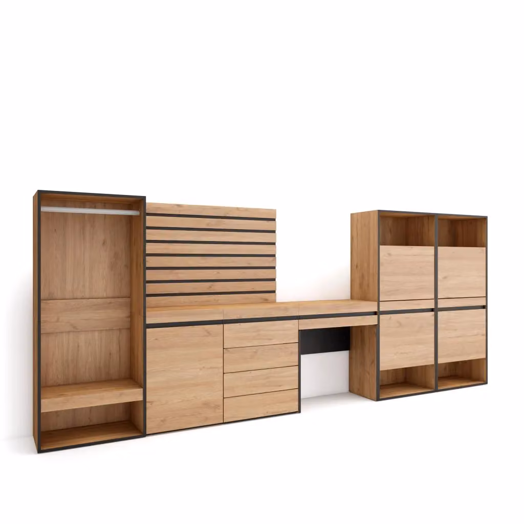 Scarpiera e Armadio Aperto SKRAUT HOME in Rovere, L: 357 cm, P: 35 cm, H: 145 cm – 2