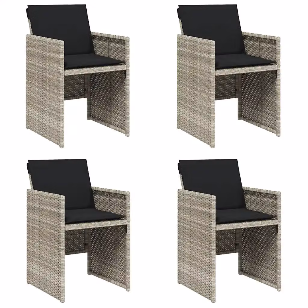 Set di 4 sedie da giardino vidaXL in polyrattan con cuscini grigio antracite e braccioli – 2