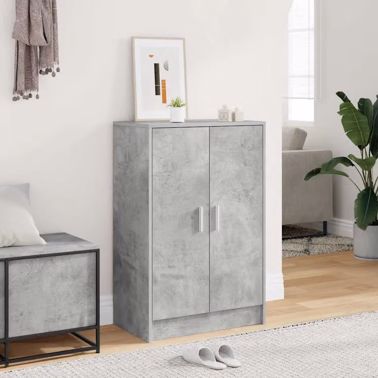 Armadio porta scarpe moderno vidaXL in legno e MDF, colore grigio e argento, L/P/H: 60 x 35 x 92 cm