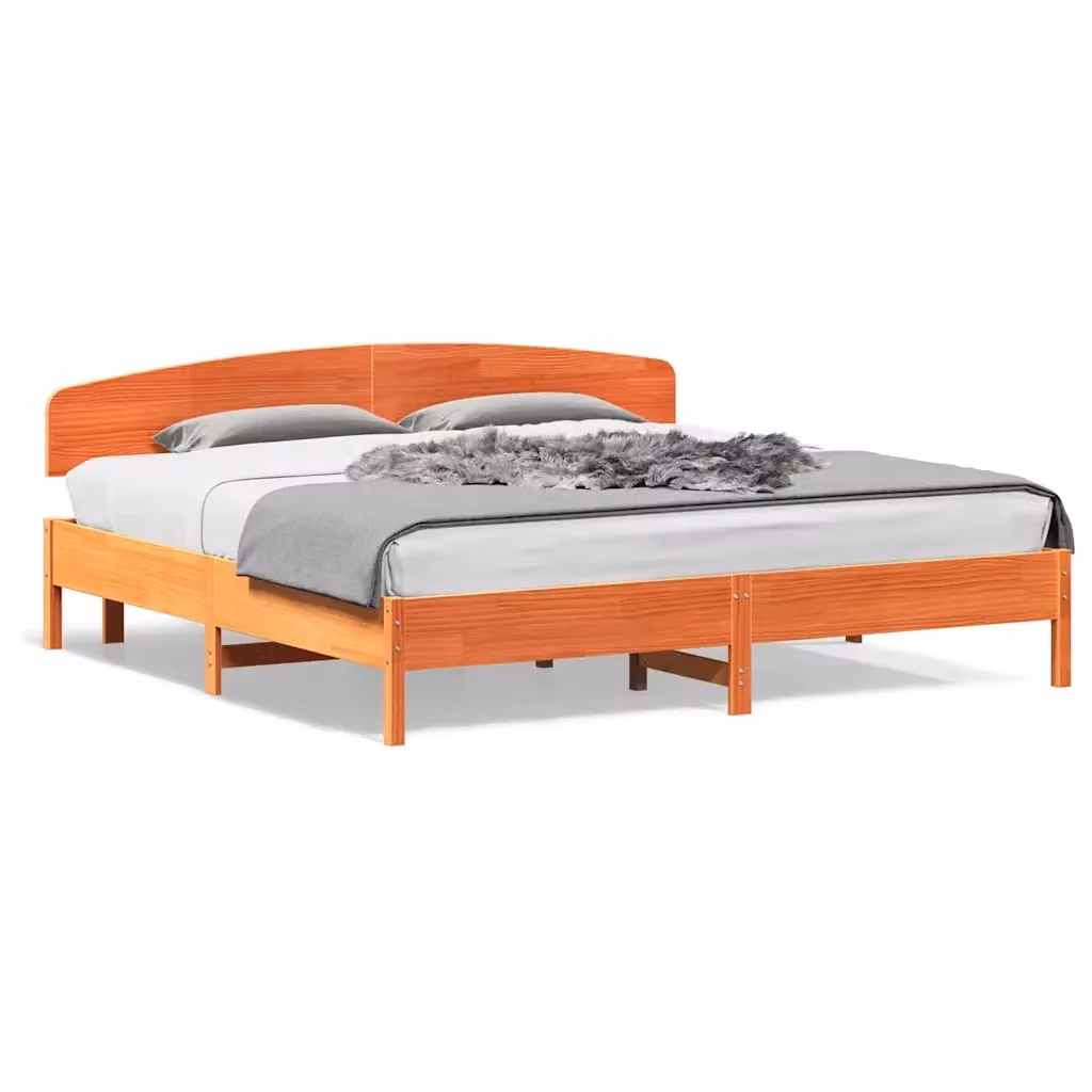 vidaXL Giroletto in Legno di Pino Marrone Cera con Doghe Rigide L: 200 cm, P: 180 cm, H: 300 cm – 2