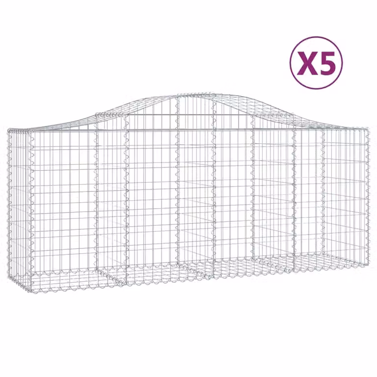 Cesti Gabbioni ad Arco 5 pz 200x50x80/100 cm Ferro Zincato