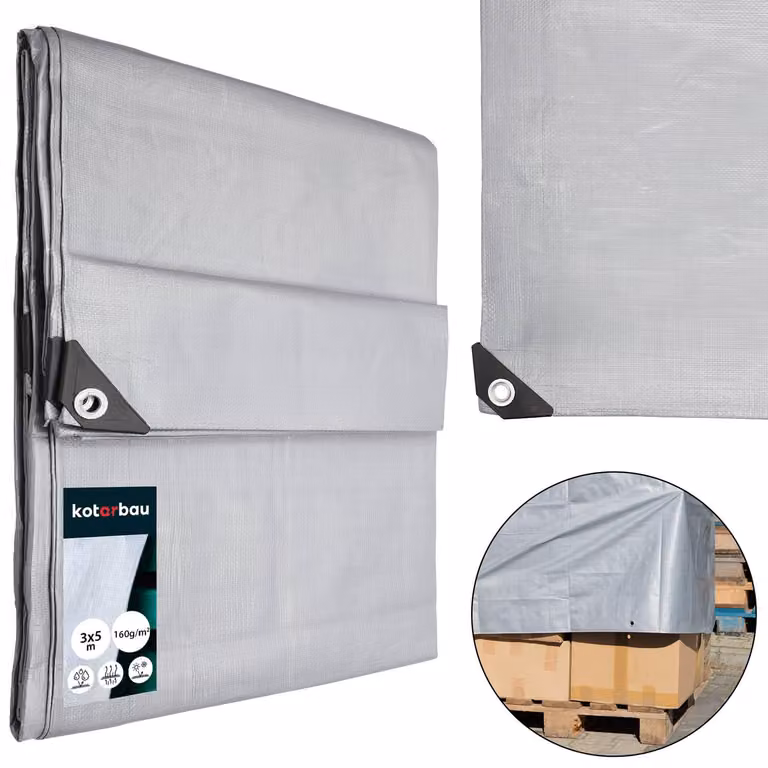 KOTARBAU® Telo Impermeabile Esterno Polietilene 3x5 m Argento 160 g/m² Telo Sotto Piscina Fuori Terra Telo Impermeabile