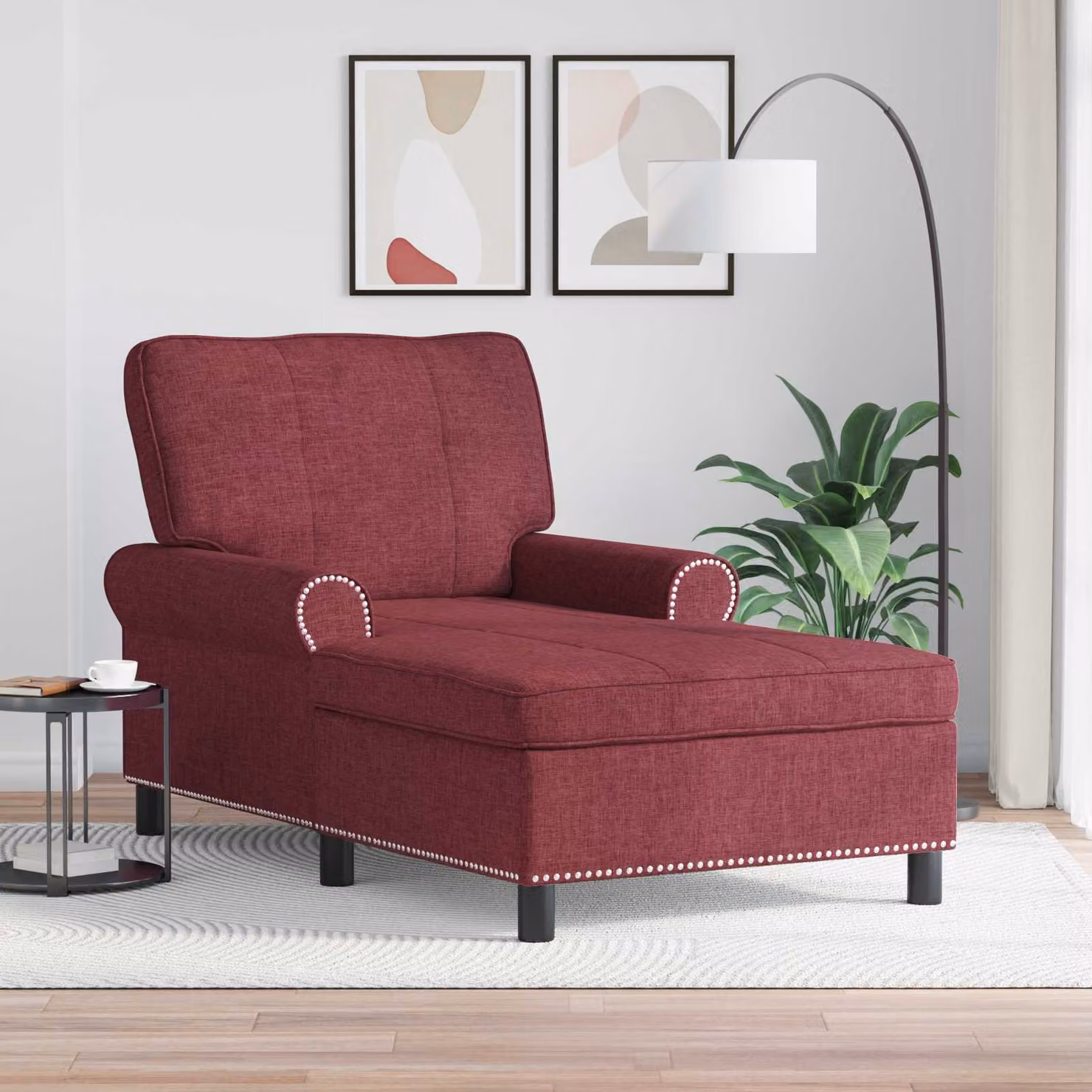 Chaise Lounge moderna vidaXL in tessuto rosso con cuscini, L/P/H: 91 x 157 x 91 cm – 1