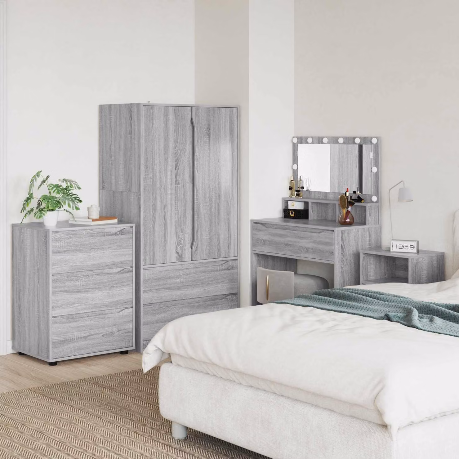Armadio moderno vidaXL in legno MDF Grigio Sonoma L: 60 cm, P: 48 cm, H: 81 cm