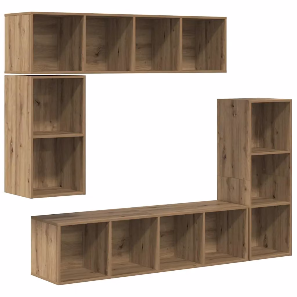 Set mobile TV vidaXL 4 pezzi in rovere artigianale e legno ingegnerizzato, colore marrone – 2
