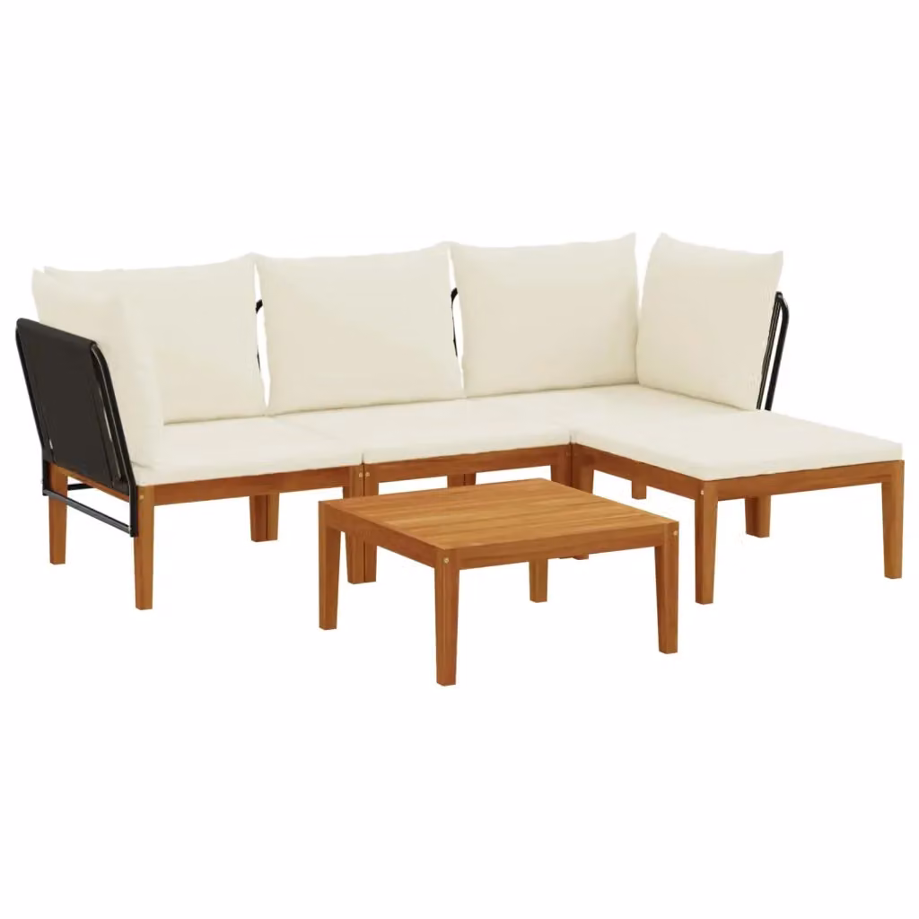 Set di 5 sedie da giardino vidaXL in legno di acacia e corda naturale beige e bianco – 2