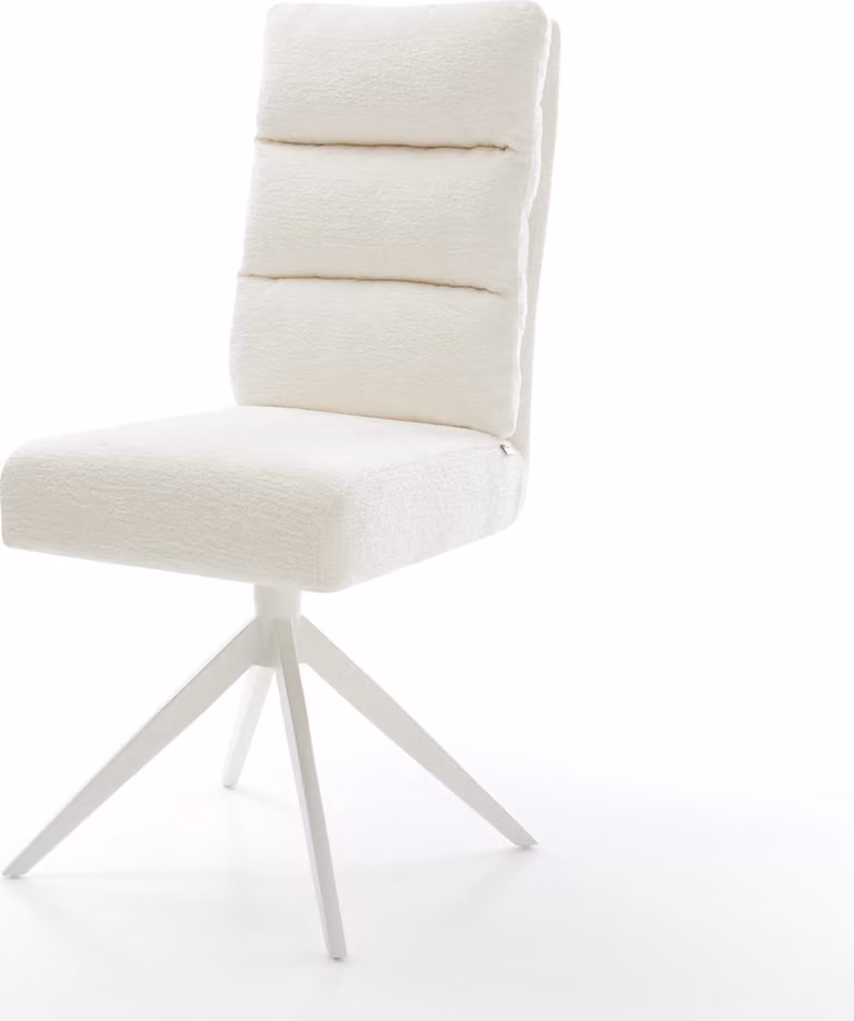 DELIFE Sedia girevole Pela-Flex Bouclé Soft Beige Telaio trasversale largo Bianco Girevole a 360° Funzione dondolo Anima a molla tascabile