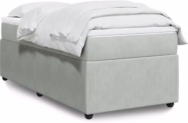 Letto con Giroletto a Molle e Materasso Ibrido vidaXL in Velluto Grigio e Bianco, L/P/H: 90 x 190 cm