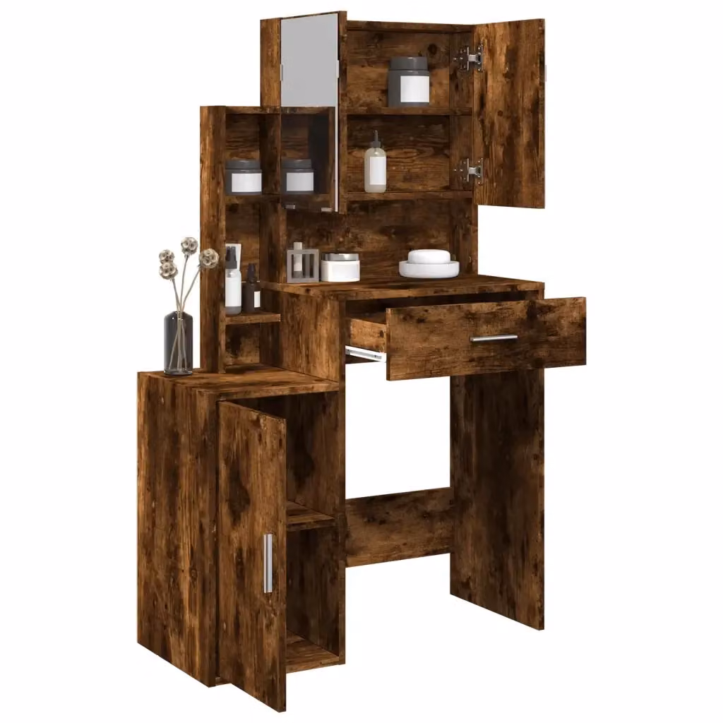 Toeletta moderna con armadietto in rovere fumo marrone L: 80 cm, P: 35 cm, H: 132 cm – 2