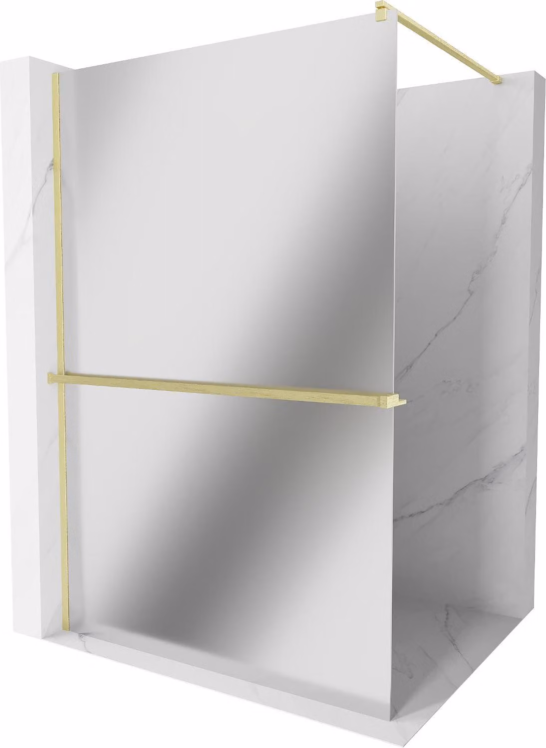Mexen Kioto+ parete doccia con mensola Walk-in 80 x 200 cm, specchio, oro spazzolato - 800-080-121-55-50