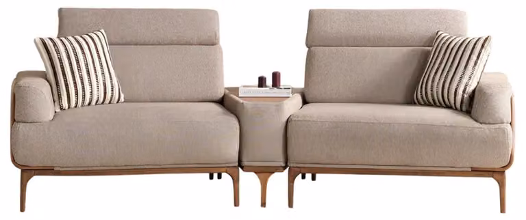 Komfortabler Beiger 2-Sitzer Elegante Wohnzimmer Polstercouch 2-er