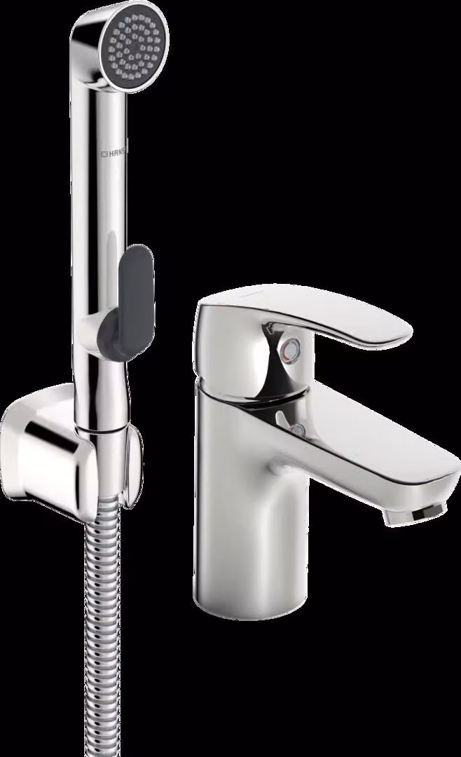 HANSA HANSAPINTO Mitigeur de lavabo, sans vidage, douchette fonctionnelle, saillie 107 mm, 45052283, 45052283