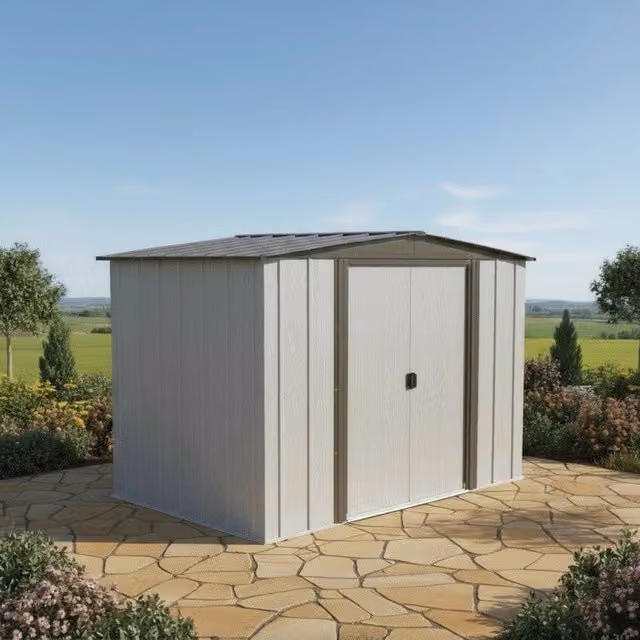 Abri métal DW1012BRD grigio in metallo per adulti con tetto a punta stile moderno L: 370,2 cm, P: 313,1 cm, H: 185,1 cm – 1