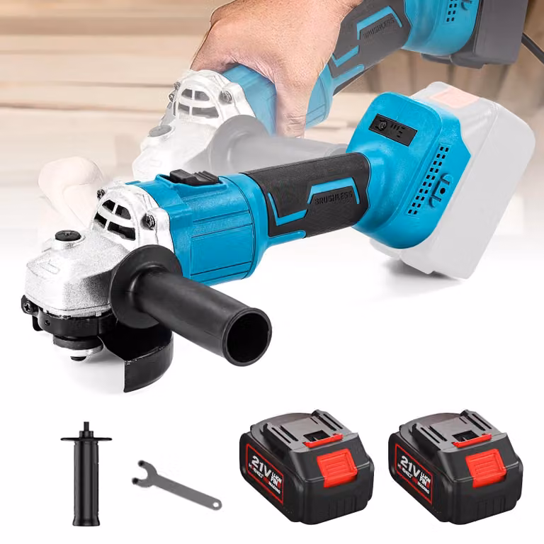 Smerigliatrice angolare a batteria - Smerigliatrice angolare elettrica - Motore brushless - 1000 W - 21 V - 125 mm - 13.000 giri/min - 2 batterie