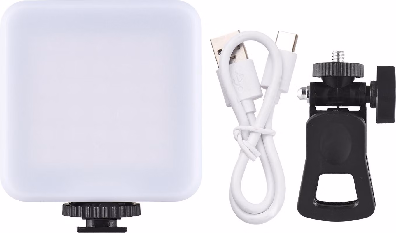 Luce video RGB tascabile, riempimento a LED, 3200 K-6500 K, dimmerabile, conferenza per computer, tablet, smartphone, fotocamera DSLR, batteria ricaricabile integrata con clip per schermo