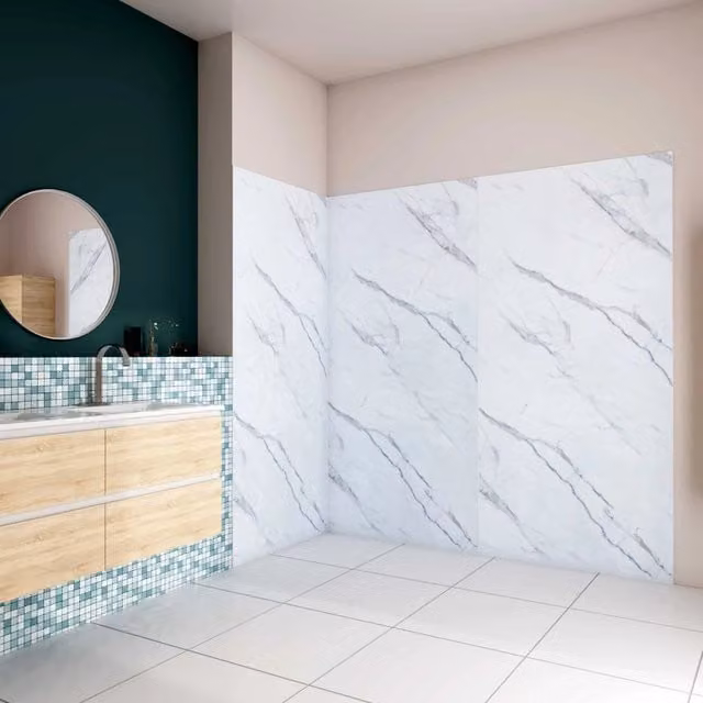 Pannello Doccia ad Angolo Aica Italy in Alluminio con Profili Bianco Alba, L/P/H: 90 x 90 x 210 cm
