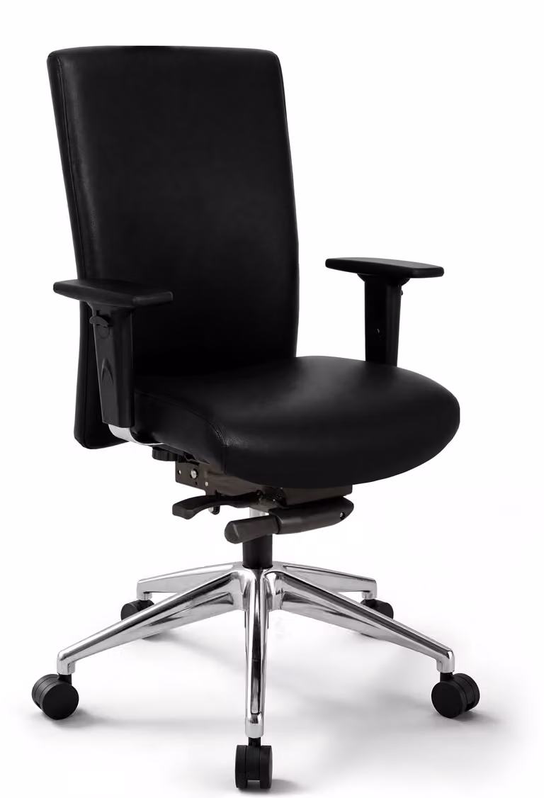 VERSEE Terox sedia da ufficio in pelle nera - sedia da scrivania ergonomica, stabile sedia girevole con imbottitura confortevole, ideale per l'ufficio di casa, capacità di carico fino a 150 kg
